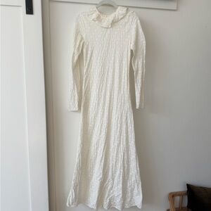 Doen Long Ivory Ruffle Collar Dress